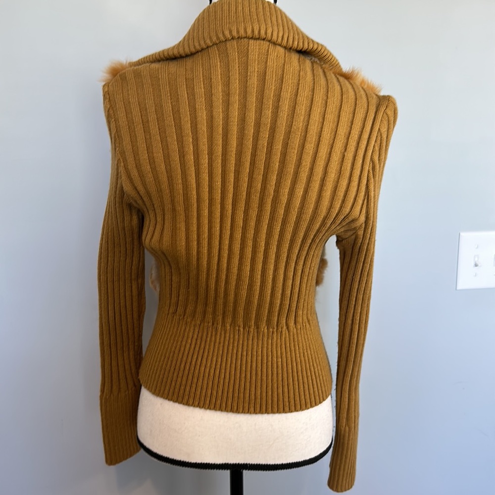 Vintage Jennifer J Y2K Genuine Fur Mustard Zip Jacket - Picture 4 of 6